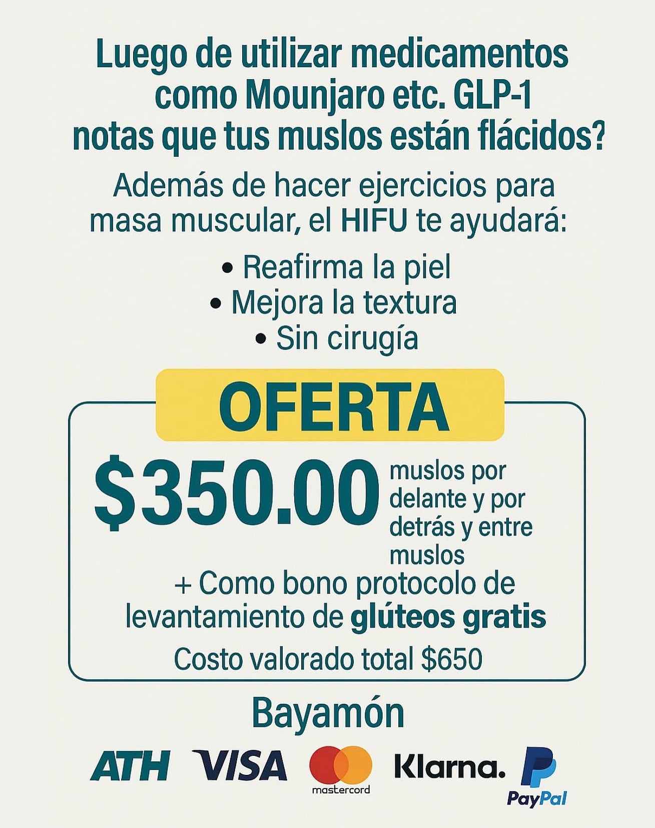 Muslos por delante y por detrás, entre muslos y bono de levantamiento de glúteos.